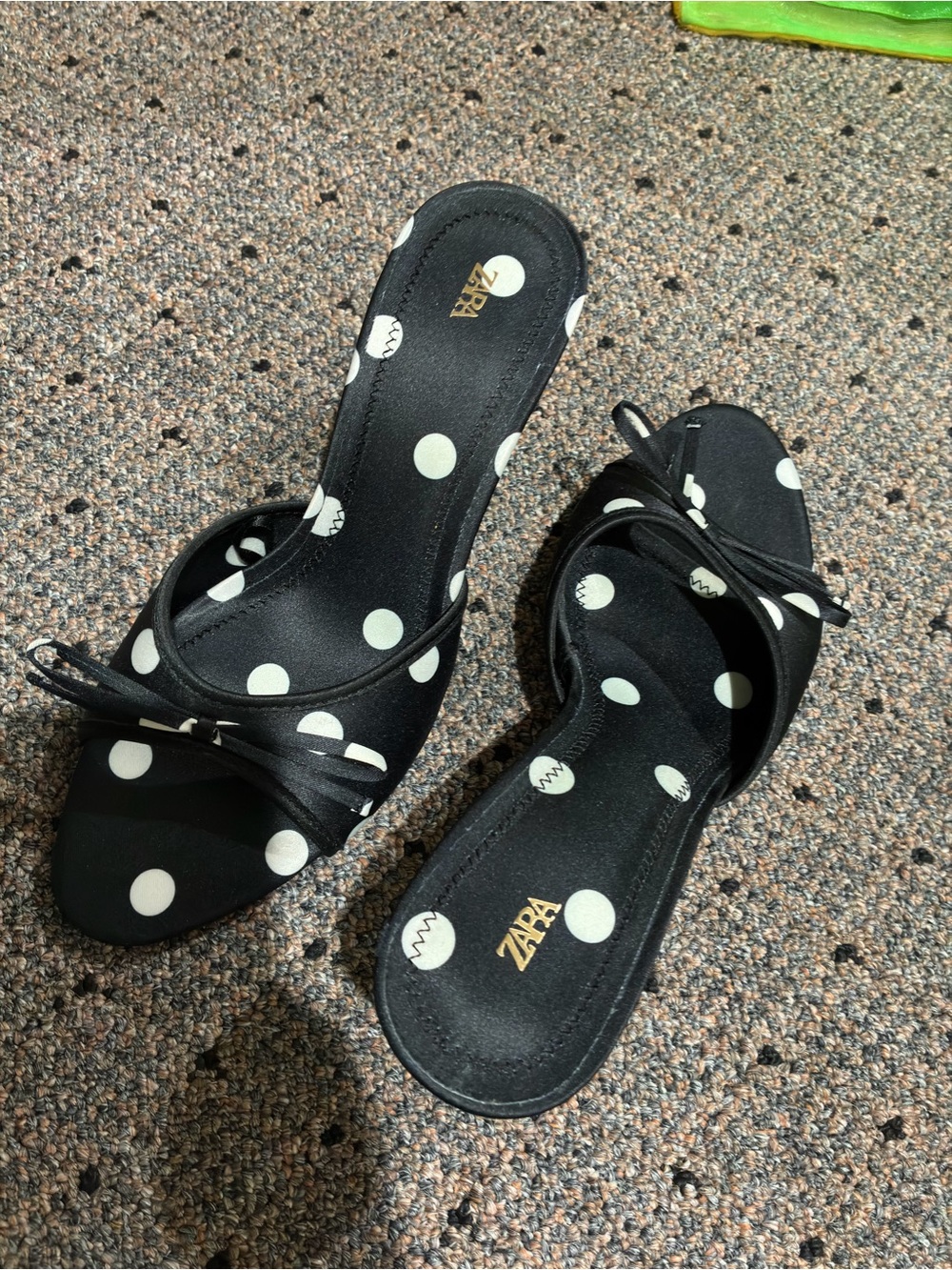 Zara Black & White Polka Dot Slide Mules